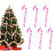13cm Hot Pink White Candy Cane Christmas Decoration, 6pcs Glitter Candy Cane Xmas Tree Ornaments for Holiday Decor