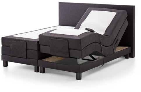 UNIVANDO Boxspringbett 200x200 elektrisch verstellbar mit Motor - 7 Zonen Taschenfederkernmatratze - TFK Härtegrad H2 - H3 Wendematratze - Boxspringbett mit verstellbarem Kopf-& Fußteil (Schwarz)