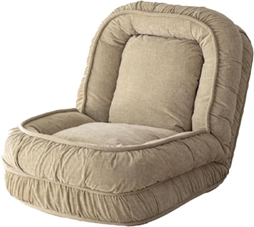 YAXANSIH Lazy Sofa Couchbett, faltbares Lazy Schlafsofa, 6-Fach verstellbar, Schaumstoff- und Gänsedaunenfüllung, umwandelbares Schlafsofa mit Chenillegarn, waschbarer Bezug, Beige, 182 x 102 cm