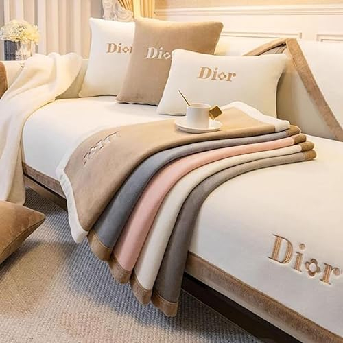QHFTYL Sofabezug Sofa Auflagen Chenille Plüsch Couch Überzug Couchschoner rutschfest 3 2 4 1 Sitzer für L/U Form Ecksofa Ledersofa Big Sofa (Hellgrau-110x160cm)
