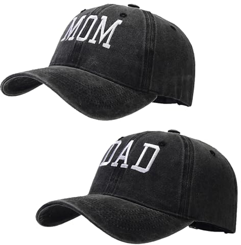 HAPEE Mütze für Mama und Vater, Mädchen, Jungen, Mutter, Hut für Damen und Herren, verstellbare Baseballkappe, Geschenk für Paare, klassisches Geschenk, A1 Dad Mon-Black Black, Einheitsgröße