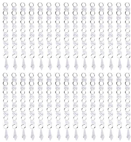 Mokernali 30 Stück Perlenvorhang aus Acryl, Transparent, Klare Kristallstränge, Edelsteine, Für Hochzeit Und Zuhause