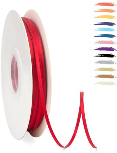 Rot 3mm Satinband 95 Meter, Polyesterband, verschönern Sie Ihre Bastelarbeiten und Feiern, ideal für Geschenkverpackungen, Dekorationen, Hochzeitsautoband, Bänder zum Basteln