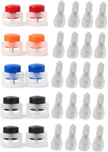 5Pairs Schnürsenkel-Federschnalle, Federschnurschlösser, Kordelstopper Doppellochung und Kordelenden Schnürsenkel Stopper, Kunststoff Rutschen Kordelklemme, Schnürsenkel Ohne Binden (Farbe Zufällig)