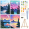 GHHKUD 4 Pièces Peinture par numéros pour Adultes, kit de Peinture à l'huile sur Toile par numéro, pour Enfants ou débutants, avec pinceaux, Peinture Acrylique pigmentée, Peinture à Dessin 20x30cm