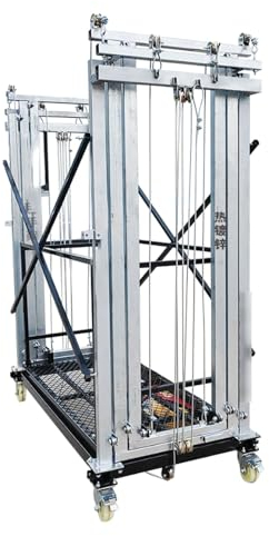 DIIDIIFF Gerüstplattform, Robustes elektrisches Hubgerüst aus Stahl, Faltbare Hebebühne, Gerüstturm, Baulift, Laderaufzug mit Lenkrollen, Gerüst