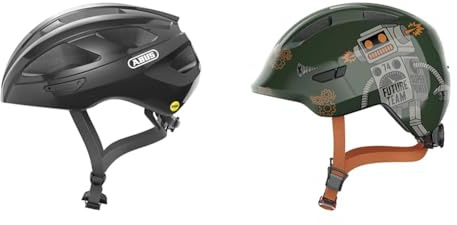 ABUS Rennradhelm Macator - Sportiver Fahrradhelm für Einsteiger & Kinderhelm Smiley 3.0 - Fahrradhelm mit tiefer Passform