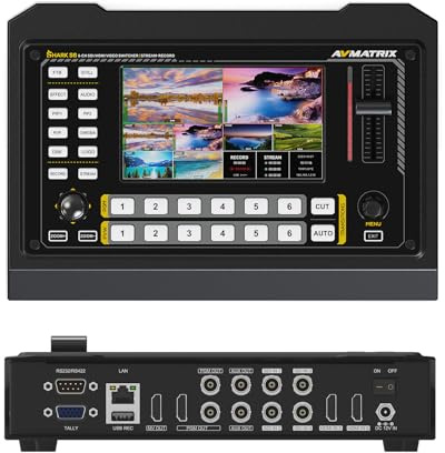 AVMATRIX Shark S6 Camera Video Mixer Switcher with 5 Inch Display 4xSDI 2xHDMI Input SD USB Recorder PTZ camera control for Live Streaming