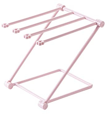 Foldable Dishcloth Airer Dishcloth Drying Rack Foldable Kitchen Rags Storage Stand Towel Holder Shelf Pink