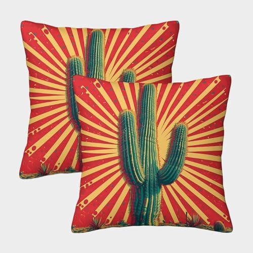 Dekokissenbezug 2er-Pack 45x45cm Kissenbezug Kaktus Sofakissenbezug Schönes Dekokissen Pop-Art-Stil Kissen Quadratisch Sofakissen Outdoorkissen Dekokissen