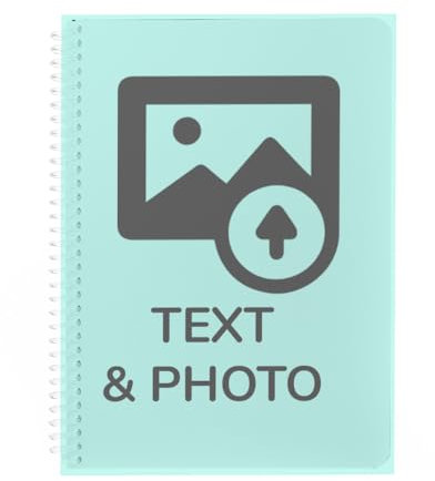 Wanapix | Heft A5 bedrucken | Enthält 100 glatte Blätter à 80 g | 250 g Cover personalisiert mit Foto, Logos, Texten oder Designs | Transparente Spirale | 100% Personalisierbar