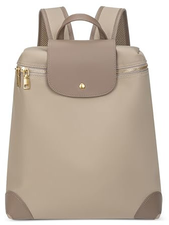 DORRISO Modisch Damen Rucksack Umhängetaschen Anti-Dieb Leichtgewicht 13.3 Zolls Laptop Schultaschen Einfach für Büro Reise Urlaub Einkaufen Jugend Studenten Wasserdicht Polyester Khaki Braun M