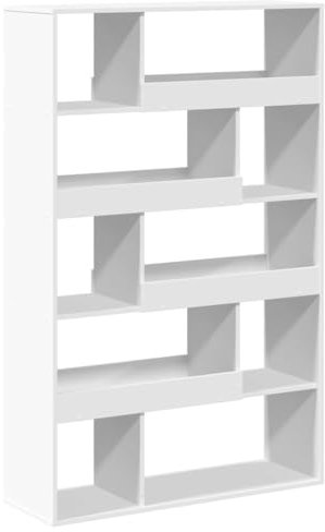 vidaXL Raumteiler, Raumtrenner mit 10 Fächern, Bücherregal für Wohnzimmer Büro, Wandregal Standregal Aktenregal, Weiß Holzwerkstoff
