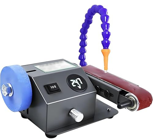 Lijadora De Banco Húmedo, Mini Lijadora De Banda Multifunción, Afilador De Cuchillos Eléctrico De 350 W Con 10 Piezas De Bandas De Lijado, Ajuste De Velocidad De 0-13000 RPM, Para Herramientas De Rect
