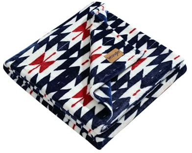 Wrangler - Throw Blanket, Soft Plush Fleece Bedding, Yellowstone Inspired, Western Decor for Bed or Couch (Navajos Blue, 50 x 70)