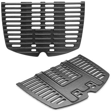 7644 Gusseisen Grillrost für Weber Q100, Q1000, Q120, Q1200, Q1400 Zubehör Gasgrill, 32 x 21.6cm Grillrost Gusseisen Ersatzteile Zubehör, Grillplatte für Weber Grill Baby-Q Gekauft Ersatzteile, 2Pack