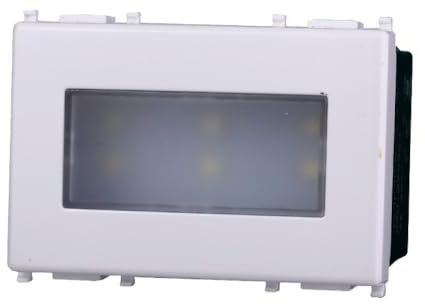 1 MODULO SEGNAPASSO, BIANCO, COMPATIBILE CON VIMAR PLANA, LAMPADA LED BIANCO CALDO 3000K, LUCE NOTTURNA, MODULI E FRUTTI 100% COMPATIBILI, MATERIALI DI ALTA QUALITA'