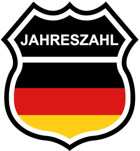Samunshi® Deutschland Emblem Flagge mit Jahr personalisiert Fahne Aufkleber Insigne Car Decal Sticker für Mofa Fahrrad Roller oder Auto Sticker Fahrrad Mtb Mountainbike Rennrad 14 x 15cm