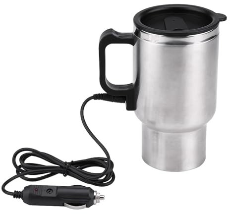 Taza de café Eléctrico de 12V, Taza de Calefacción de Viaje, Taza de Automóvil de té de Acero Inoxidable con Luz Indicadora y Tecnología de Aislamiento de Vacío para la Fuente de