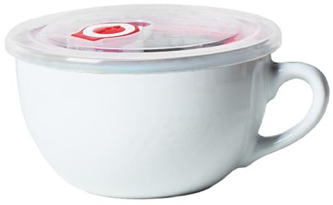 CGTQROVR Soup Mug with Handle and Lid 700ml Microwavable Dishwasher Safe Ceramic Soup Bowl Vintage & Glazed Bowl for Salad Cereal & More Home Accessory