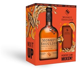 Monkey Shoulder Blended Malt Scotch Whisky, 70cl – Geschenkset mit Longdrinkglas