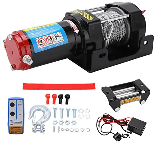 Kit de treuil électrique Torvex, treuil de remorque 12 V avec télécommande compatible avec VTT UTV Offroad de 4000 lb avec corde de fil de 5,5 mm x 15 m