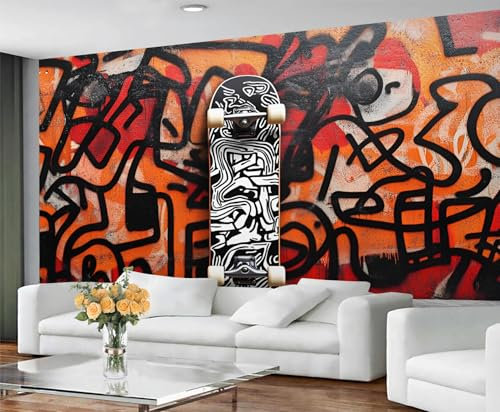 GIVLWF Papier peint graffiti, papier peint autocollant graffiti pour salon, art de rue pour chambre à coucher, peinture abstraite grande peinture murale et décoration de chambre de garçon, papier