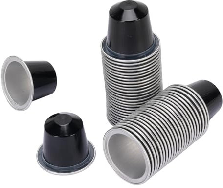 Couverture en feuille d'aluminium de qualité supérieure, 50 % 15 ml de capsules de café avec cuillères et brosse, couvercles thermoscellables pour capsules de café (noir)