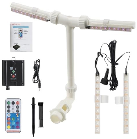 Cascade De Piscine, Fontaine à Double Jet Réglable pour Piscines Hors-Sol Et Enterrées avec Éclairage Solaire RVB à Changement De Couleur LED 11 Couleurs 6 Modes Télécommande 10 Heures D'autonomie