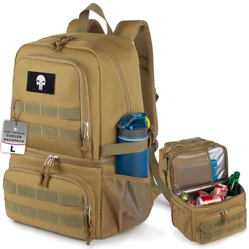 Bunnychic Taktischer Kühlrucksack für Herren, 28 Liter, mit 2 Fächern | Taktischer Kühlrucksack mit zwei Fächern, weiche auslaufsichere Tasche, zwei separate Fächer für Camping und Picknick