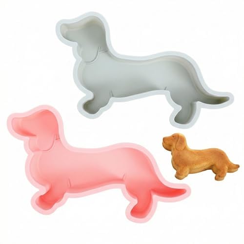 iplusmile Dackel Backform Groß: 2 Stück silikon Dackel kuchenform Hunde-Geburtstagskuchenform für Kuchen Muffin Laib Brot Toast Mousse Scone, 13 inch