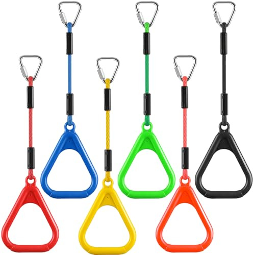 PELLOR 6 Stück Kinder Klettern Ringe, Multifunktions turnringe Kinder für Outdoor Indoor, Trapeze Ringe mit Kunststoff Turnringen Gymnastik Seilringe Gym Rings, Klettergeräte für Garten Schaukel