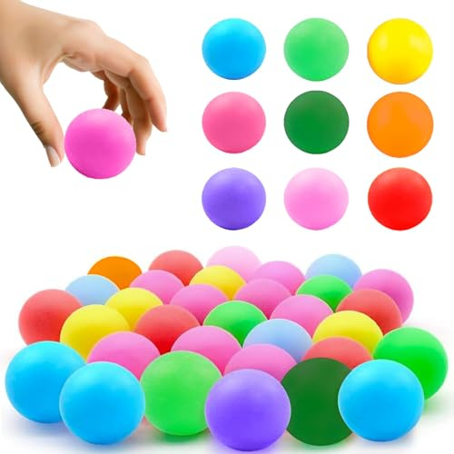 Zyluniy 50 Stück Tischtennisbälle bunt, 40mm Tischtennis-Set Mischfarben Tischtennis Bälle Mischfarbe Spaß Bälle für Anfänger, für Familien-Partyspiele