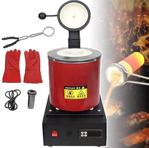 LISTaRSw Four De Fusion Numérique 1150 °c, Four De Fusion d'or Portable 1800 W, Pot en Graphite + Pinces, pour Or, Argent, étain Et Aluminium 2kg