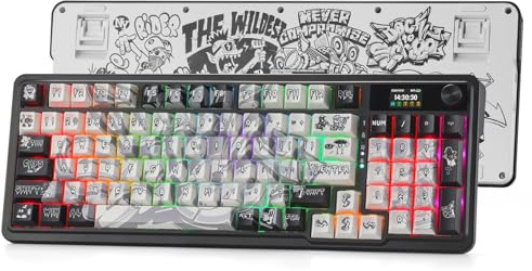 Redragon K719 PRO Gasket RGB Gaming Tastatur 95 Tasten TFT Info Display | Mechanisch Drehknopf 5-lagige Geräuschdämpfung Street Graffiti Dye Sub PBT Tastenkappen