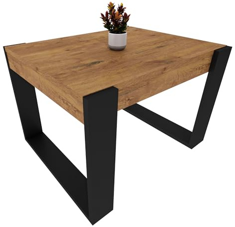 möbelkap Couchtisch | Moderner Wohnzimmertisch im Retro Loft Design | Stabiler & Kratzfester Sofatisch mit Pflegeleichter Oberfläche | Vielseitig für Wohnzimmer, Büro & Loft | Eiche Lancelot/Schwarz