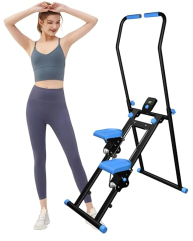 Stair Stepper für Fitness Cardio Geräte Zuhause, Foldable Treppensteiger Fitnessgerät mit Widerstand, Ganzkörpertraining, Verstellbarem Griff, 150kg Belastbar (Tiefblau)
