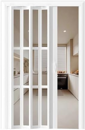 Puerta corredera Puerta Interior, Puerta Corredera Plegable para Koubhyj Divisor De Ambientes De Entrada De Exterior, Puerta Opaca, Blanco/80x101cm