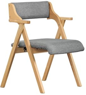 SoBuy Klappstuhl Holz mit Sitz- & Rückenpolster, montiert, 61,5x56x77,6cm | Ess- und Küchenstuhl klappbar, ergonomisch & platzsparend, 150 kg Tragkraft, für Gäste & Esszimmer & Büro & Balkon, FST98-HG