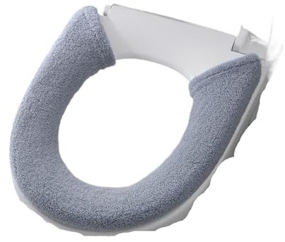 1 Stück WC-Sitzbezug, weich, dicker, wärmer, mit Druckknöpfen, dehnbar, waschbar, aus Faserstoff(Grey)