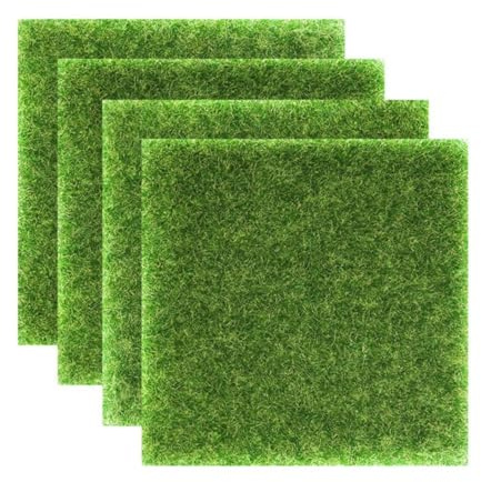 Veemoon 4 Stück Kunstrasenmatten 30x30cm Künstlicher Moos Rasenteppich für Innen Terrasse Lebensechte Grasmatte zur Gartendekoration und Wanddekoration