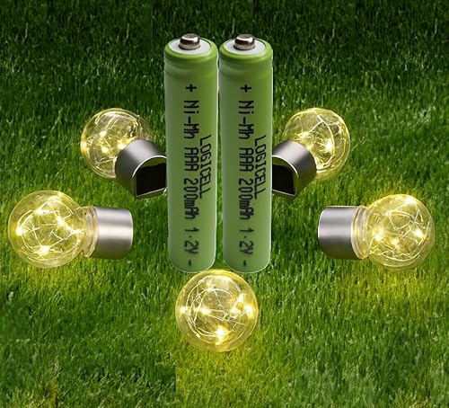 2 stück LogiCell NI-MH Akku Micro LR03 AAA 200mAh, 1,2V für Solarprodukte Solar Batterie, mit geringer Selbstentladung für Außen-Solarleuchten Solarlampen Lichterketten Wiederaufladbar