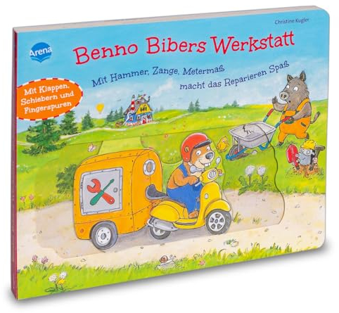 Benno Bibers Werkstatt. Mit Hammer, Zange, Metermaß macht das Reparieren Spaß: Pappbilderbuch mit Klappen und Schiebern ab 2 Jahren
