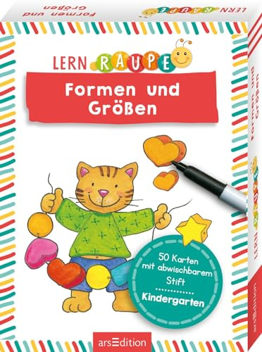Lernraupe – Formen und Größen: 50 Karten mit abwischbarem Stift | Rätsel und Übungen für Kinder ab 3 Jahren