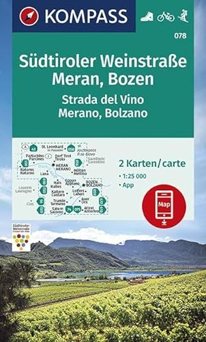 KOMPASS Wanderkarte Südtiroler Weinstraße, Meran, Bozen: 2 Wanderkarten 1:25000 im Set inklusive Karte zur offline Verwendung in der KOMPASS-App. ... (KOMPASS-Wanderkarten, Band 78)