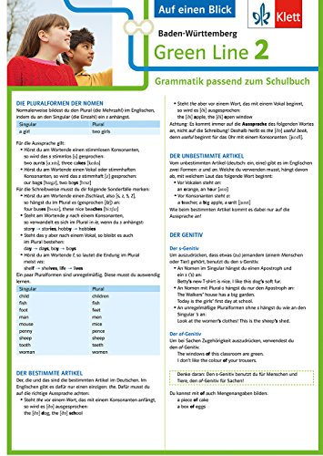 Klett Green Line 2 G8 Baden-Württemberg Klasse 6 - Auf einen Blick: Grammatik passend zum Schulbuch (Green Line. Ausgabe für Baden-Württemberg ab 2016)