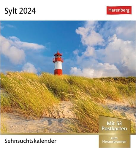 Sylt Sehnsuchtskalender 2024. Reise-Kalender mit 53 Postkarten voll traumhafter Urlaubs-Fotos. Sylt für den Schreibtisch in einem Wochenkalender: ... Postkarten (Sehnsuchtskalender von Harenberg)