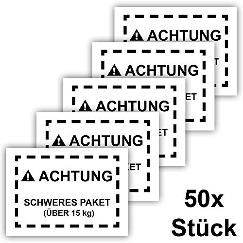 50x Schweres Paket Aufkleber, Groß 15x10cm, Kennzeichnung schwerer Pakete für Versand an Amazon FBA, 50 Stück