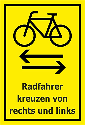 Melis-Folienwerkstatt Schild - Radfahrer kreuzen - 45x30cm | Bohrlöcher | 3mm Aluverbund – S00050-059-C -20 Varianten