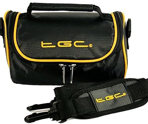TGC ® Case Shoulder Bag for Betron D51 Bluetooth Speaker with shoulder strap and Carry Handle (Jet Black With Yellow Trims)